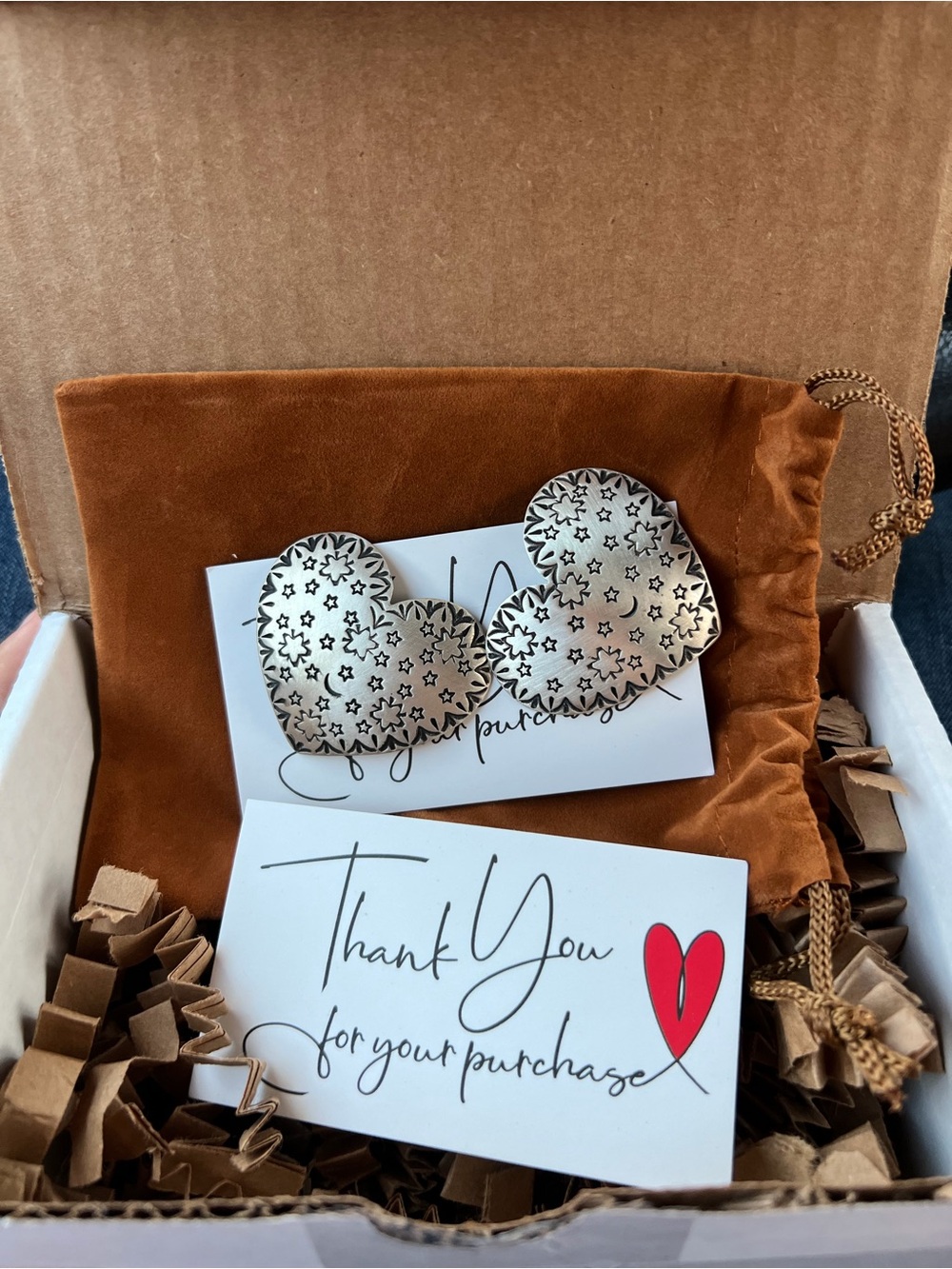 Native artist Derrick Cadman heart earrings